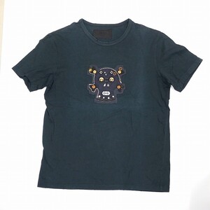 プラダ(PRADA) コットン100％ スカルアップリケ メンズ Tシャツ サイズS ブラック レア ※ジャンク品 【中古】 JA-19527