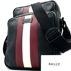 《極美品》現行 BALLY バリー メンズ ビジネス トレスポ シボ革 クロスボディ ショルダーバッグ ブラック 斜め掛け