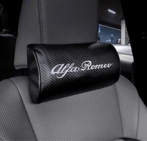 ★ Alfa Romeo アルファロメオ ヘッドレストネックパッド カーボン調 刺繍テキストロゴ入り2個セット★