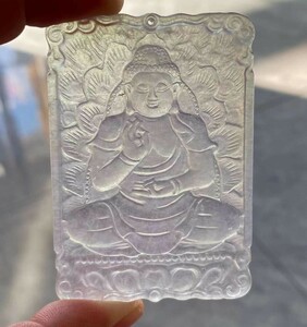 精品　龍石種翡翠　仏像紋佩　装身具