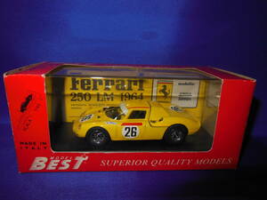 1/43　BEST MODEL　フェラーリ　FERRARI　250LM　1964年　黄　NO.26　ル・マン　1965年　イタリア製　MADE IN ITALY