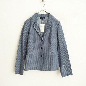 【未使用/定価5.5万】アニエスベー agnes b. *コットンリネンヒッコリーストライプジャケット*38アニエスb.(jk1-2412-162)【70A52】