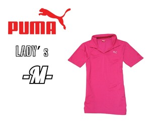 レディースM◇PUMA◇半袖スキッパーポロシャツ pink