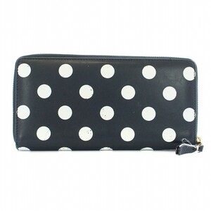 COMME des GARCONS POLKA DOTS PRINTED 長財布 ウォレット ラウンドファスナー レザー ドット 小銭入れあり 黒 白