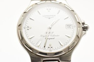 稼働品 ロンジン コンクエスト L1.627.4 デイト ラウンド シルバー クォーツ メンズ 腕時計 LONGINES