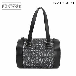 ブルガリ BVLGARI ロゴマニア ビーゼロワン ハンド バッグ デニム レザー ブラック シルバー 金具 Logo Mania B-zero1 Bag 90220628