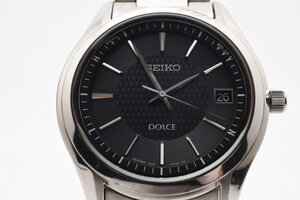 稼働品 セイコー ドルチェ ラウンド シルバー デイト 7B24-0BM0 ソーラー メンズ 腕時計 SEIKO