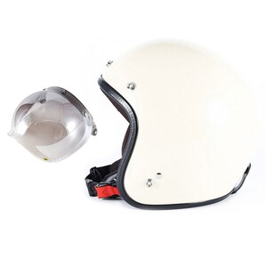 72JAM ジェットヘルメット&シールドセット JP MONO HELMET - オフアイボリー フリーサイズ:57-60cm未満 +開閉式シールド JCBN-03 JPIM-6