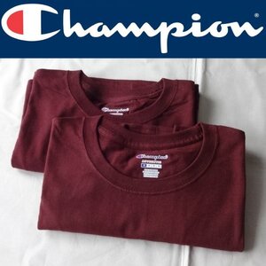 ２枚セット M champion チャンピオン　tシャツ　無地 バーガンディ マルーン シャツ シャツ T-shirt T-shirts Tshirt Tshirts シャツ