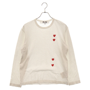 PLAY COMME des GARCONS プレイコムデギャルソン ハートロゴプリント 長袖Tシャツ クルーネックカットソー ホワイト AX-T339 AD2023