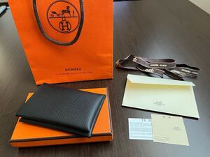 HERMES エルメス カルヴィ カードケース ブラック 黒 24年 W ノワール エプソン 革小物 レザー 名刺入れ サイフ コインケース ガルヴィ 89