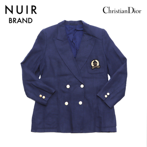 クリスチャンディオール Christian Dior ジャケット 刺繍CD リネン ネイビー