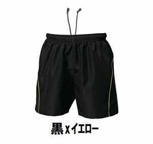 新品 バレーボール メンズ パンツ 黒xイエロー サイズ110 子供 大人 男性 女性 wundou ウンドウ 1680 送料無料