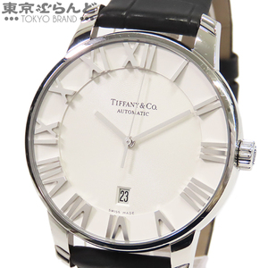 101767596 ティファニー TIFFANY&Co. アトラスドーム Z1810.68.10A21A50A ホワイト SS レザー 腕時計 メンズ 自動巻 保証書付き