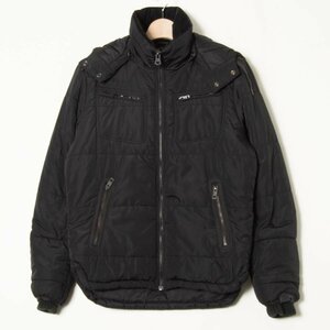 【1円スタート】 DIESEL-CO. ディーゼル サイズM ジップアップ フード付き ダウンジャケット 中綿 黒/ブラック メンズ アウター 秋冬