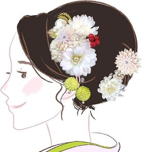 髪飾り ３点セット kk-057 白 ホワイト 花かんざし ヘアアクセサリー 花飾り 和装ヘア 成人式 振袖 浴衣 卒業式 七五三