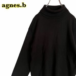 agnes b. アニエスベー　　タートルネックセーター　黒　フランス製　ウール　レディース　T1サイズ　【AY1207】