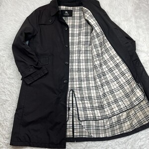 希少/LLサイズ◎ BURBERRY BLACKLABEL ステンカラーコート ノバチェック キルティング ライナー バーバリーブラックレーベル 黒 ブラック