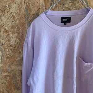 [KWT4987] BEAMS ビームス 長袖Tシャツ メンズ ライトパープル Ｓ ポス