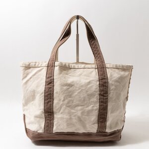 【1円スタート】L.L.Bean エルエルビーン BOAT AND TOTE トートバッグ ダークブラウン ホワイト コットン100％ USA製 レディース bag 鞄