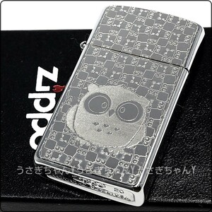 zippo☆Metal plate☆縁起物☆フクロウ☆スリム☆ジッポ ライター