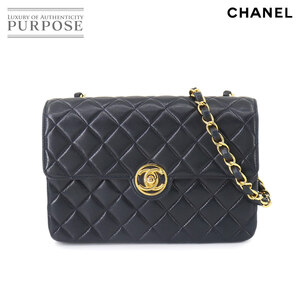 新品同様 シャネル CHANEL ミニ マトラッセ チェーン ショルダー バッグ レザー ネイビー ヴィンテージ ゴールド 金具 90259317