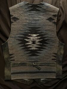 【幻】極美品 RRL NATIVE LEATHER RUG VEST ダブルアールエル 限定 レザー ネイティブ ラグ ブランケット ベスト ラルフローレン S