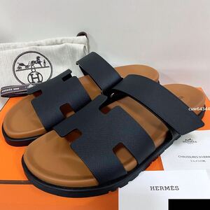 国内正規品 新品 未使用 42（約27cm前後対応）Hermes エルメス シプレ レザーサンダル ベージュ×ブラック BOX・保存袋・ショップカード