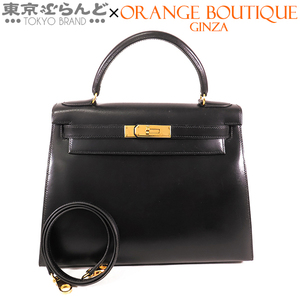 101766603 エルメス HERMES ケリー 28 外縫 〇Z刻印 ブラック 黒 GP金具 ボックスカーフ 2WAY ハンドバッグ ショルダーバッグ ヴィンテージ