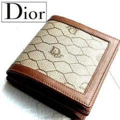 美品 DIOR ハニカム ウォレット 札入れ カード レザー 小銭 ベージュ