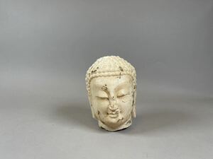 仏像 仏教美術 仏頭 石彫刻 大理石 観音菩薩 縁起物 天然石 置物 検:中国 日本 朝鮮 李朝