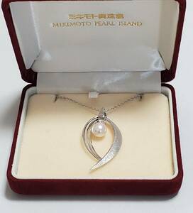 ●ミキモト MIKIMOTO●SILVER　シルバー刻印　真珠 パール　ネックレス 　全長約50cm　4,8ｇ　SV　ケース付き　アクセサリー　美品