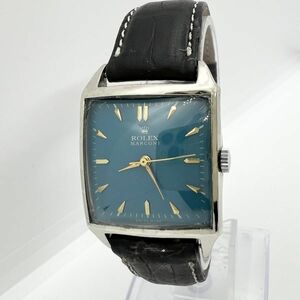 2577 超希少品 ロレックス ROLEX MARCONI マルコーニ アンティーク ヴィンテージ 428735 SS 革ベルト 手巻き 青文字盤