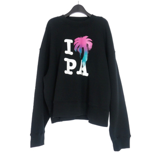 未使用品 パームエンジェルス PALM ANGELS 23SS I LOVE PA CREW パームツリー クルーネックスウェット トレーナー S ブラック PMBS23-075