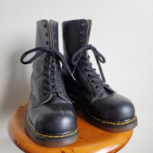 1000◆英国製 ドクターマーチン Dr.Martens スチールトゥ 10ホールブーツ UK4 黒 ブラック レディース 中古 USED