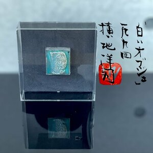 【こもれび】油絵■ 横地洋司『白いオブジェ』日動画廊シール　共シール　小品【現代アート　抽象画】