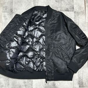 極希少★特大サイズ/XXL/2XL ◆ユニクロ +J ジルサンダー ハイブリッドダウン MA-1 ブルゾン アウター JIL SANDER 黒 ブラック メンズ 3L