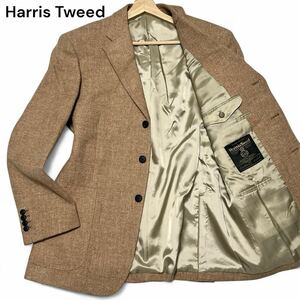 美麗品◎Lサイズ位!!ハリスツイード【最高級品質の逸品】Harris Tweed ツイード テーラード ジャケット ブレザー ベージュ 秋冬◎メンズ