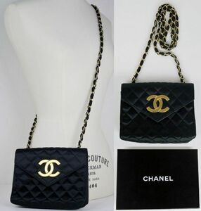 VINTAGE CHANEL シャネル デカココ サテン ミニ マトラッセ チェーン ショルダーバッグ chain shoulder bag フランス製 b6595