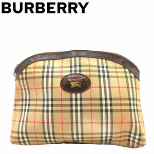 良品　Burberry バーバリー　ノバチェック　クラッチバッグ　シャドーホース　セカンドバッグ　キャンバス レザー