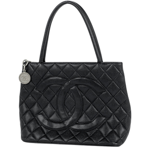 シャネル CHANEL 復刻トート ハンドバッグ ココマーク トートバッグ キャビアスキン ブラック A01804 レディース 【中古】