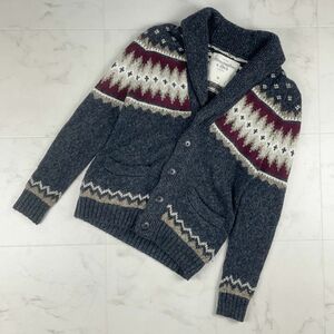 Abercrombie & Fitch アバクロンビー & フィッチ ニットカーディガン 総柄 トップス メンズ ブラウン サイズXS*KC1398