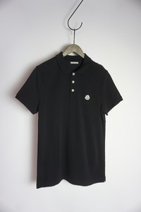 美品 正規 MONCLER モンクレール MAGLIA POLO MANICA CORTA 半袖 ポロ シャツ 鹿の子 ヘンリーネック Tシャツ 黒M 本物1004N▲