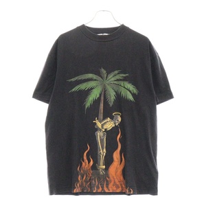 Palm Angels パームエンジェルス Burning Skeleton Print Tee バーニング スケルトン フロントプリント 半袖Tシャツ カットソー ブラック