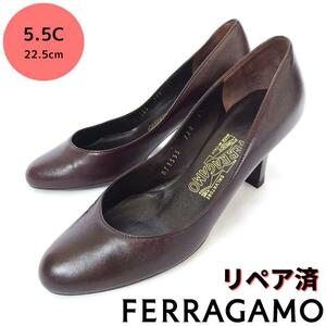 美品サルヴァトーレ・フェラガモ【Ferragamo】シンプル パンプス 濃茶