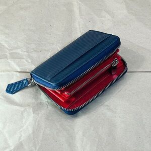 【田中革具】訳あり ハンドメイド カーボンレザー コンパクト財布 ラウンドファスナー コインケース 牛革 レザー メンズ ビジネス