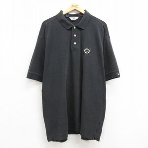 XL/古着 半袖 ポロ シャツ メンズ 00s NAS 大きいサイズ ロング丈 鹿の子 コットン 黒 ブラック 24aug06 中古 トップス