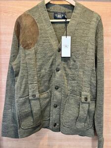 【未使用】RRL ニットカーディガン　ヤギ革