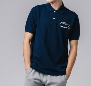 LACOSTE/ラコステ/ビッグクロックヴィンテージ/ビッグワニワッペン/鹿の子/半袖ポロシャツ/PH037EL/前後両面ワッペン/ネイビー