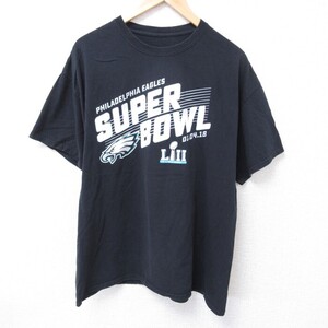 【30%OFF】XL/古着 半袖 Tシャツ メンズ NFL フィラデルフィアイーグルス クルーネック 黒 ブラック アメフト スーパーボウル 24jul10 3OF